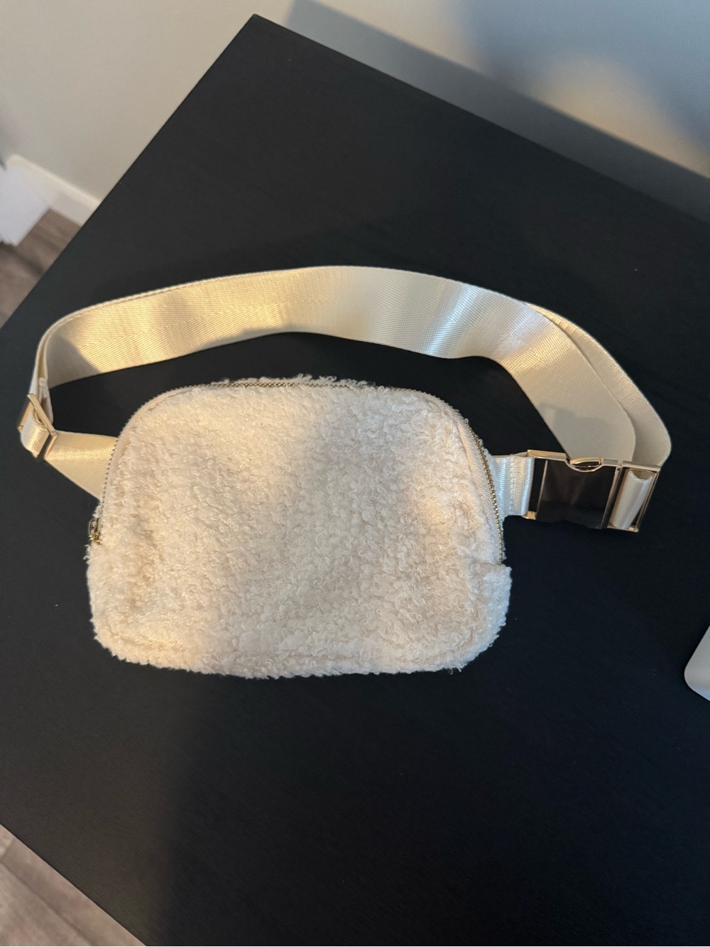Cream Sherpa Belt Bag - Women's Crossbody Fanny Pack